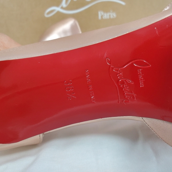NWT$900 LOUBOUTIN Iriza 85 Leche Silk Satin Metallic Leather Heel Pumps Sz 38.5 - Picture 12 of 14